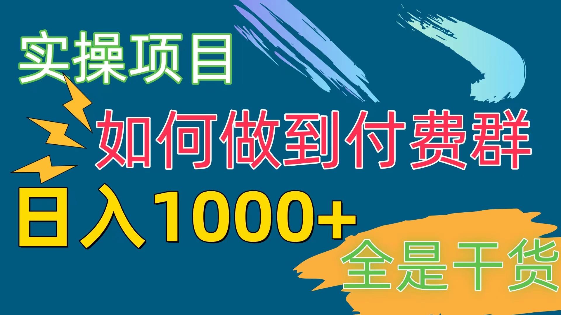 [实操项目]付费群赛道，日入1000+-点子口袋网