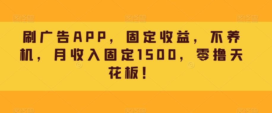 刷广告APP，固定收益，不养机，月收入固定1500，零撸天花板！-点子口袋网