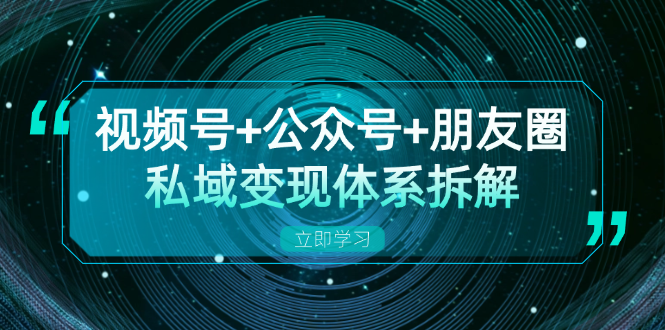 视频号+公众号+朋友圈私域变现体系拆解，全体平台流量枯竭下的应对策略-点子口袋网