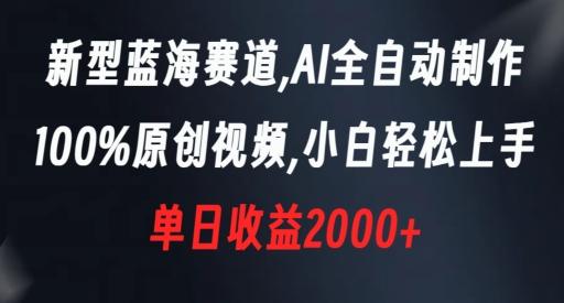 新型蓝海赛道，AI全自动制作，100%原创视频，小白轻松上手，单日收益2000+【揭秘】-点子口袋网