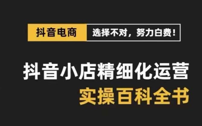 抖音小店精细化运营百科全书，保姆级运营实操讲解-点子口袋网