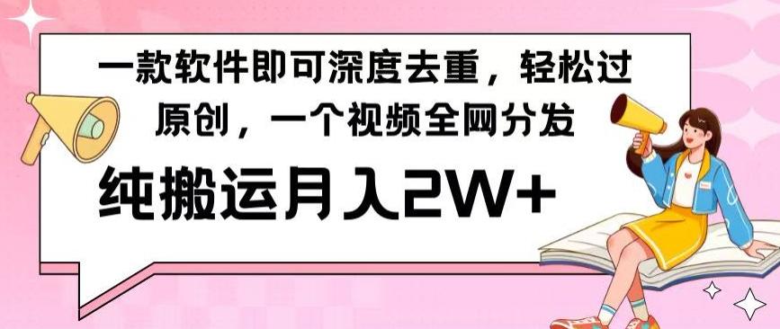 一款软件深度去重，轻松过原创，一个视频全网分发，纯搬运月入2W+-点子口袋网