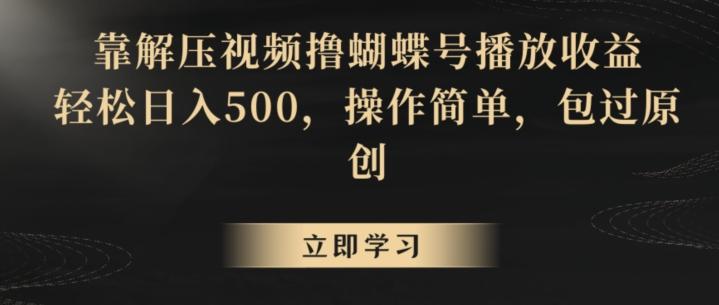 靠解压视频撸蝴蝶号播放收益，轻松日入500，操作简单，包过原创【揭秘】-点子口袋网