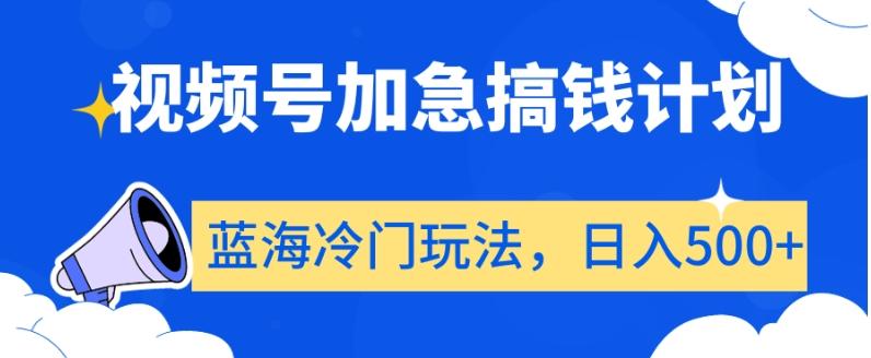 视频号加急搞钱计划，蓝海冷门玩法，日入500+【揭秘】-点子口袋网