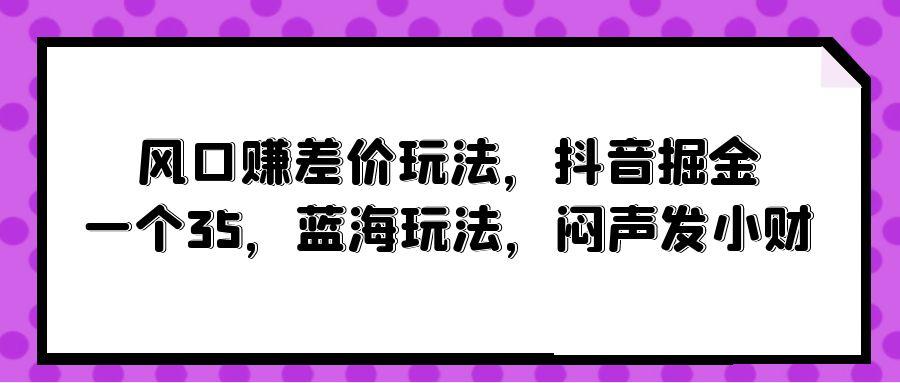 (10022期)风口赚差价玩法，抖音掘金，一个35，蓝海玩法，闷声发小财-点子口袋网