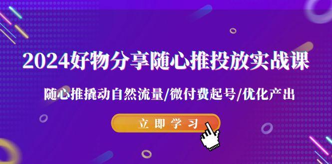 2024好物分享-随心推投放实战课 随心推撬动自然流量/微付费起号/优化产出-点子口袋网