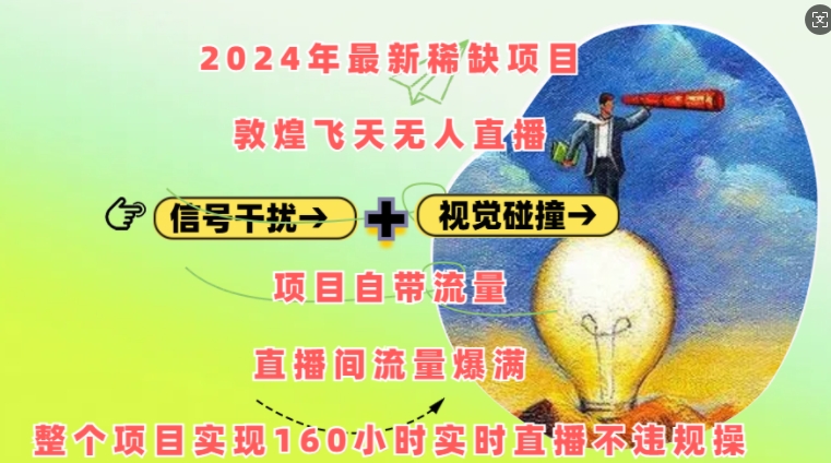 2024年最新稀缺项目敦煌飞天无人直播，项目自带流量，流量爆满，实现160小时实时直播不违规操-点子口袋网