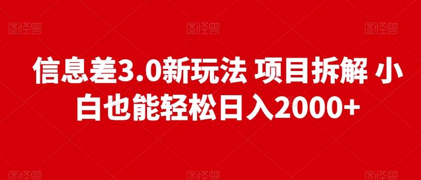 信息差3.0新玩法项目拆解小白也能轻松日入2000+-点子口袋网