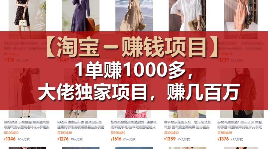 【淘宝赚钱项目】1单可赚1000多，大佬独家项目，年赚几百万-点子口袋网