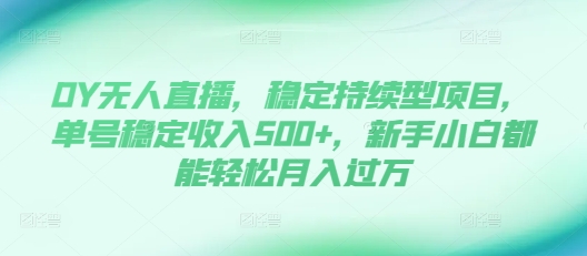 DY无人直播，稳定持续型项目，单号稳定收入500+，新手小白都能轻松月入过万【揭秘】-点子口袋网