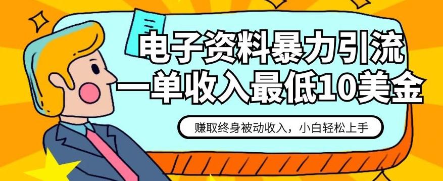 电子资料暴力引流，一单最低10美金，赚取终身被动收入，保姆级教程【揭秘】-点子口袋网