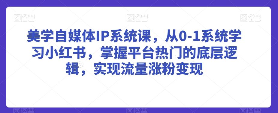 美学自媒体IP系统课，从0-1系统学习小红书，掌握平台热门的底层逻辑，实现流量涨粉变现-点子口袋网