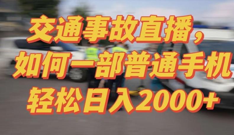 2024最新玩法半无人交通事故直播，实战式教学，轻松日入2000＋，人人都可做【揭秘】-点子口袋网