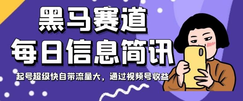 黑马赛道每日信息简讯，起号超级快自带流量大，通过视频号收益【揭秘】-点子口袋网