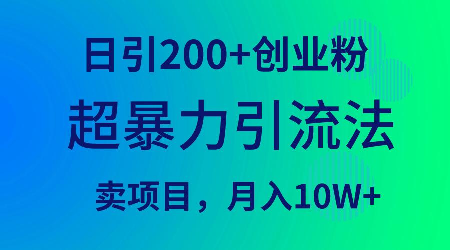 (9654期)超暴力引流法，日引200+创业粉，卖项目月入10W+-点子口袋网