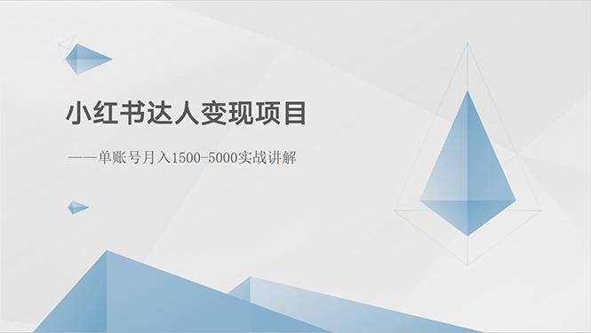 小红书达人变现项目：单账号月入1500-3000实战讲解-点子口袋网
