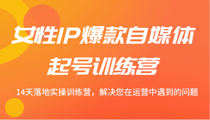 女性IP爆款自媒体起号训练营 14天落地实操训练营，解决您在运营中遇到的问题-点子口袋网