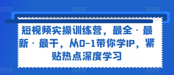 短视频实操训练营，最全·最新·最干，从0-1带你学IP，紧贴热点深度学习-点子口袋网