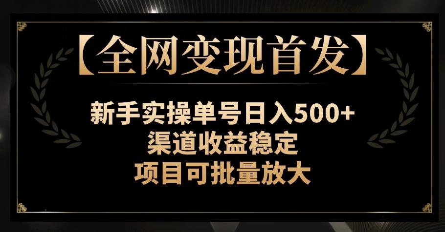 【全网变现首发】新手实操单号日入500+，渠道收益稳定，项目可批量放大【揭秘】-点子口袋网