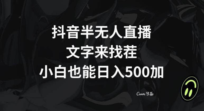 抖音半无人直播，文字来找茬小游戏，每天收益500+【揭秘】-点子口袋网
