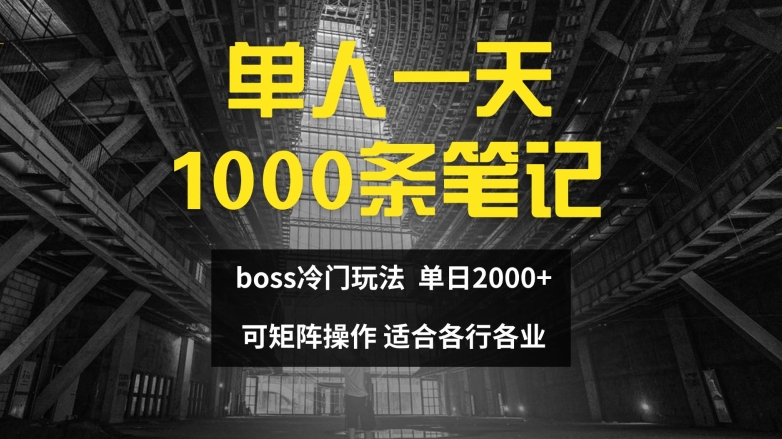 单人一天1000条笔记，日入2000+，BOSS直聘的正确玩法【揭秘】-点子口袋网
