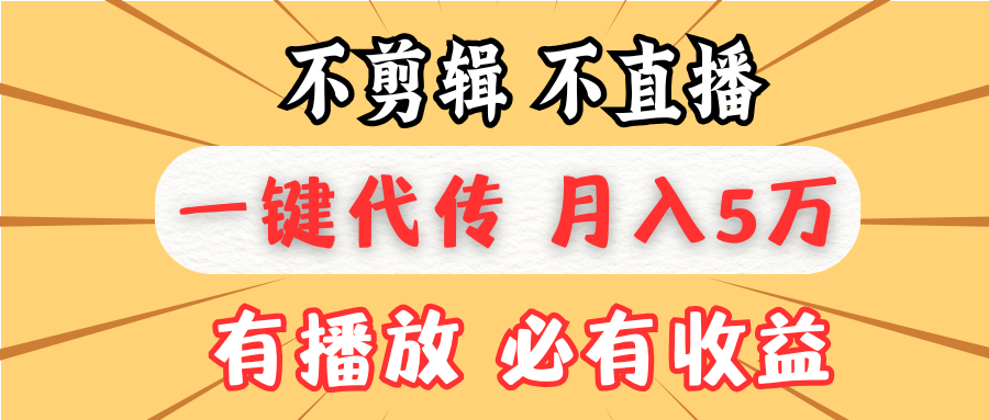 不剪辑不直播，一键代发，月入5万懒人必备，我出视频你来发-点子口袋网