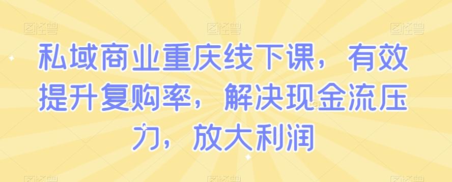 私域商业重庆线下课，有效提升复购率，解决现金流压力，放大利润-点子口袋网
