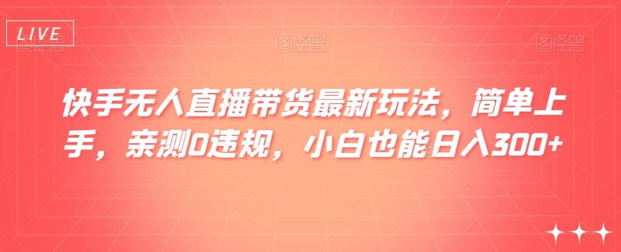 快手无人直播带货最新玩法，简单上手，亲测0违规，小白也能日入300+【揭秘】-点子口袋网