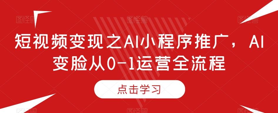 短视频变现之AI小程序推广，AI变脸从0-1运营全流程-点子口袋网