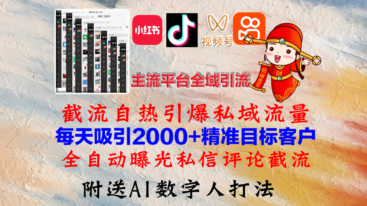 小红书，抖音，视频号，快手主流平台全域引流，截流自热引爆私域流量，...-点子口袋网