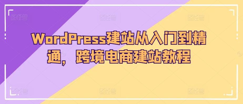 WordPress建站从入门到精通，跨境电商建站教程-点子口袋网