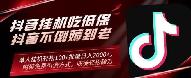 抖音挂机吃低保项目，单人挂机轻松100+批量日入2000+，附带免费引流方式，收徒轻松破万-点子口袋网