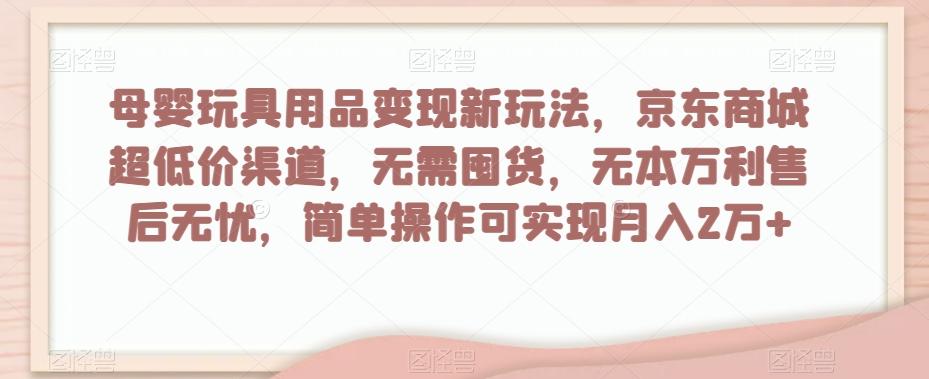 母婴玩具用品变现新玩法，京东商城超低价渠道，简单操作可实现月入2万+【揭秘】-点子口袋网