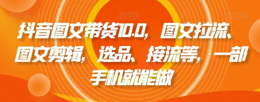 抖音图文带货10.0，图文拉流、图文剪辑，选品、接流等，一部手机就能做-点子口袋网
