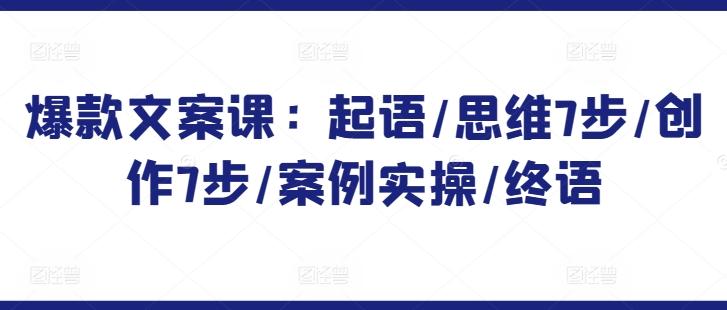 爆款文案课：起语/思维7步/创作7步/案例实操/终语-点子口袋网