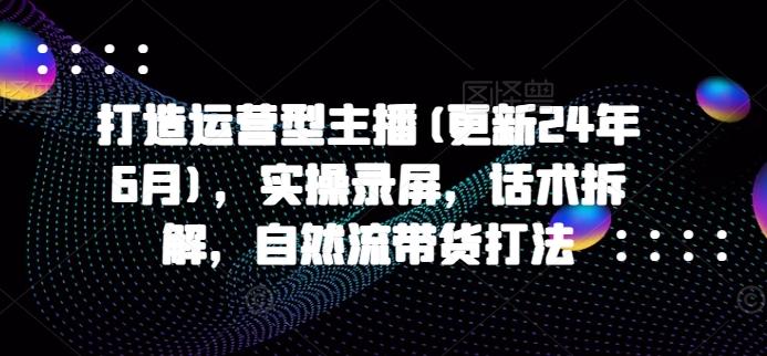 打造运营型主播(更新24年6月)，实操录屏，话术拆解，自然流带货打法-点子口袋网