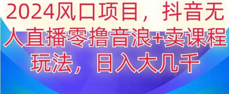 2024风口项目，抖音无人主播撸音浪+卖课程玩法，日入大几千【揭秘】-点子口袋网