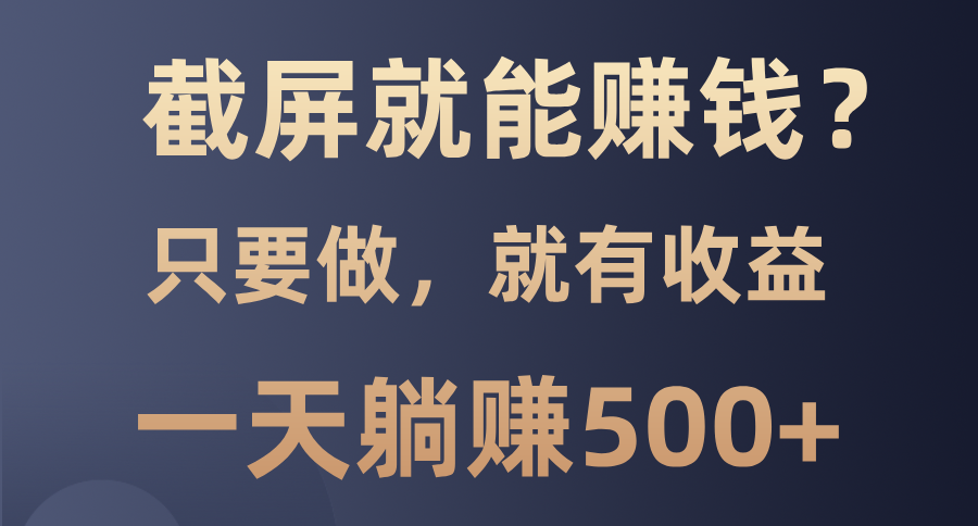截屏就能赚钱？0门槛，只要做，100%有收益的一个项目，一天躺赚500+-点子口袋网