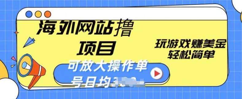 海外网站撸金项目，玩游戏赚美金，轻松简单可放大操作，单号每天均一两张【揭秘】-点子口袋网