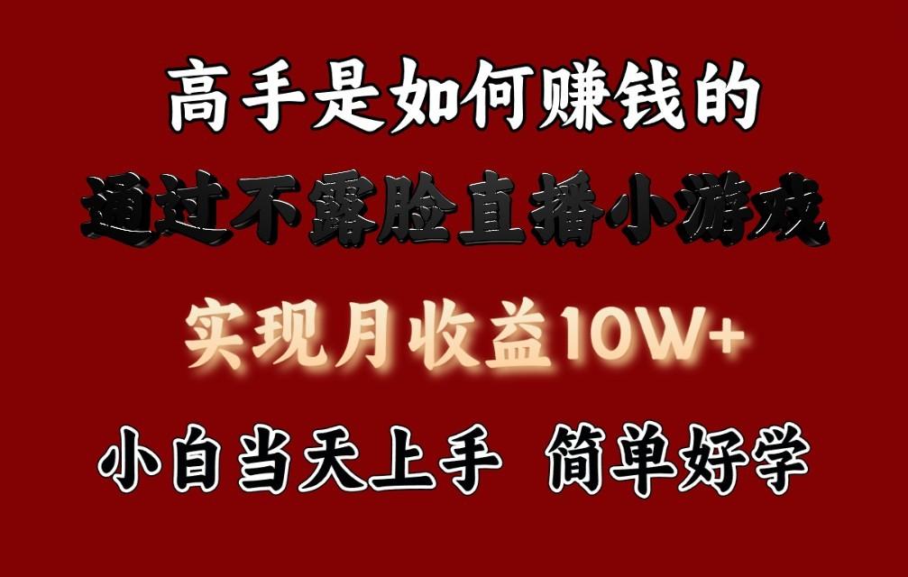 每天收益3800+，来看高手是怎么赚钱的，新玩法不露脸直播小游戏，小白当天上手-点子口袋网