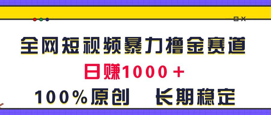全网短视频暴力撸金赛道，日入1000＋！原创玩法，长期稳定-点子口袋网