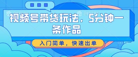 视频号带货玩法，5分钟一条作品，入门简单，快速出单【揭秘】-点子口袋网
