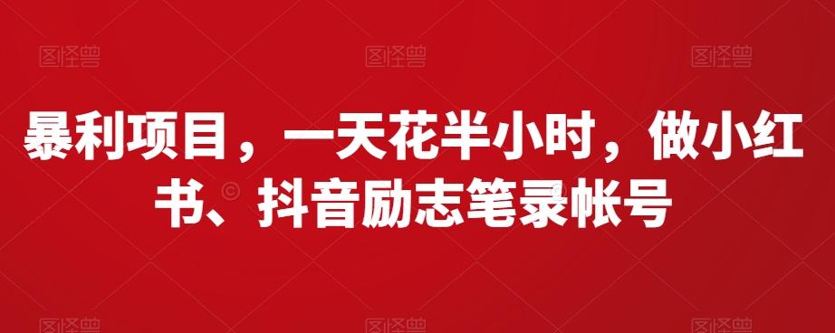 暴利项目，一天花半小时，做小红书、抖音励志笔录帐号-点子口袋网