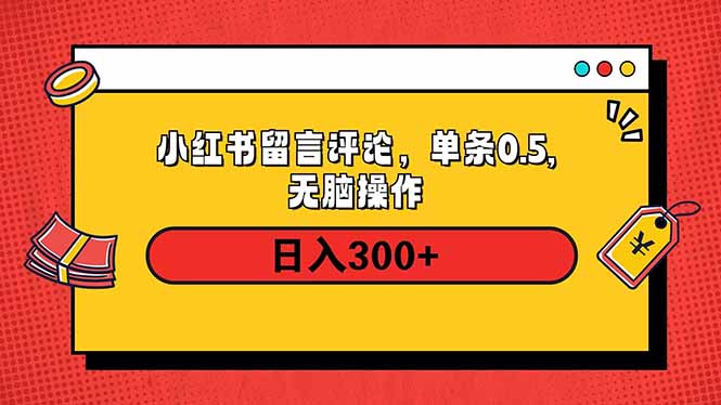 小红书评论单条0.5元，日入300＋，无上限，详细操作流程-点子口袋网
