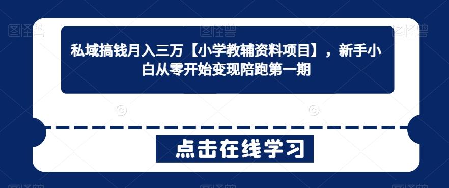 私域搞钱月入三万【小学教辅资料项目】，新手小白从零开始变现陪跑第一期-点子口袋网