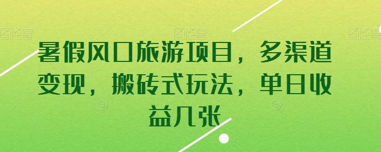 暑假风口旅游项目，多渠道变现，搬砖式玩法，单日收益几张【揭秘】-点子口袋网