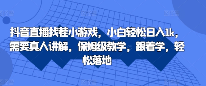 抖音直播找茬小游戏，小白轻松日入1k，需要真人讲解，保姆级教学，跟着学，轻松落地【揭秘】-点子口袋网