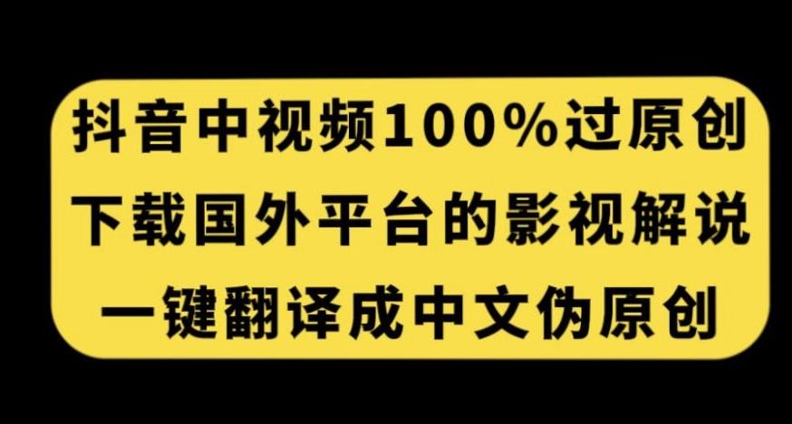 抖音中视频百分百过原创，下载国外平台的电影解说，一键翻译成中文获取收益-点子口袋网