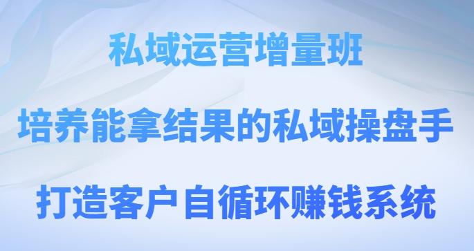 私域运营增量班，培养能拿结果的私域操盘手，打造客户自循环赚钱系统-点子口袋网