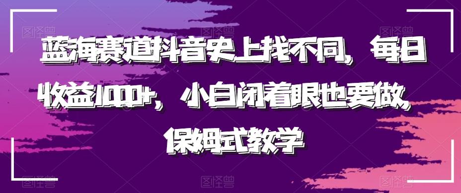 蓝海赛道抖音史上找不同，每日收益1000+，小白闭着眼也要做，保姆式教学-点子口袋网